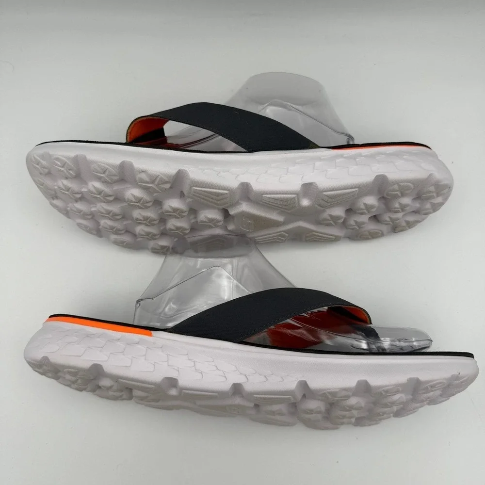 Men's Skechers On The Go 400 Gray Orange Shore Slipper Flip Flop Sandal Size 14